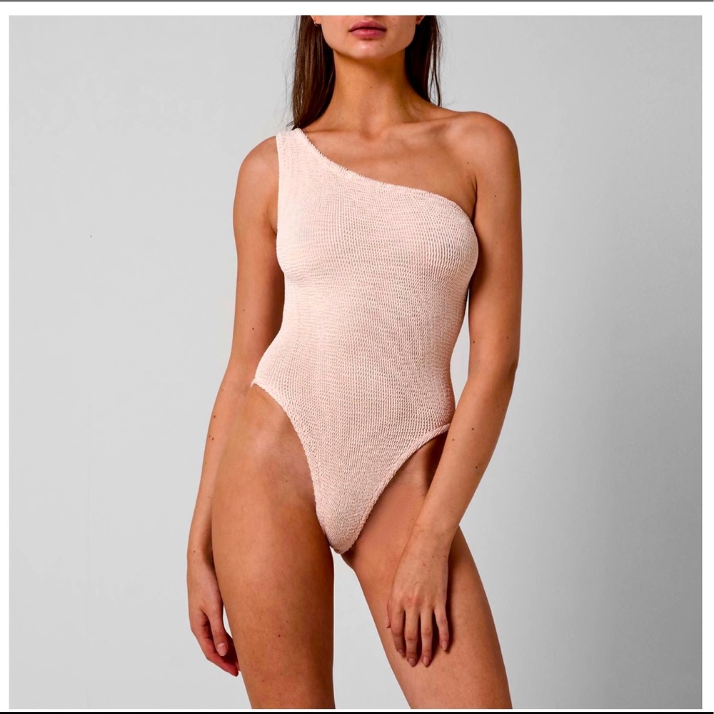 Hunza G Nancy One Shoulder Swimsuit Blush Nude